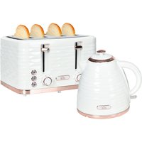 HOMCOM Wasserkocher Toaster Set Frühstück-Set mit 1,7L Wasserkocher, 4 Scheiben Toaster, 2200 W, 7 Bräunungsstufen, Auftauen, Aufwärmen und Krümelfach, Otter Thermostat, Cremeweiß   Aosom von HOMCOM