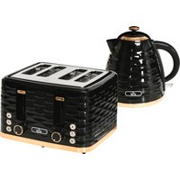 HOMCOM Wasserkocher Toaster Set Frühstück-Set mit 1,7L Wasserkocher, 4 Scheiben Toaster, 2200 W, 7 Bräunungsstufen, Auftauen, Aufwärmen und Krümelfach, Otter Thermostat, Schwarz   Aosom von HOMCOM