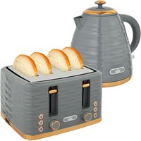 HOMCOM Wasserkocher Toaster Set Frühstück-Set mit 1,7L Wasserkocher, 4 Scheiben Toaster, 2200 W, 7 Bräunungsstufen, Auftauen, Aufwärmen und von HOMCOM