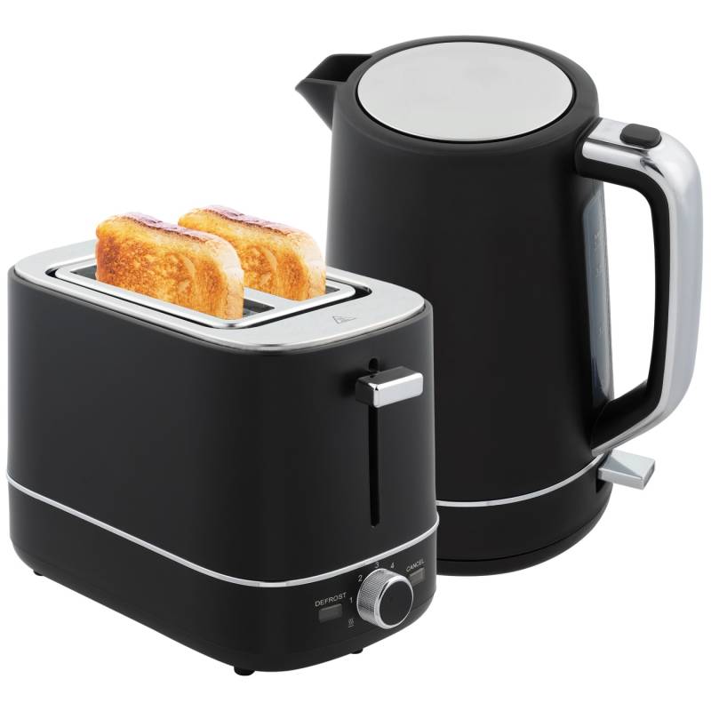 HOMCOM Wasserkocher Toaster Set Kunststoff Schwarz 21,2L x 16B x 24,3H cm von HOMCOM