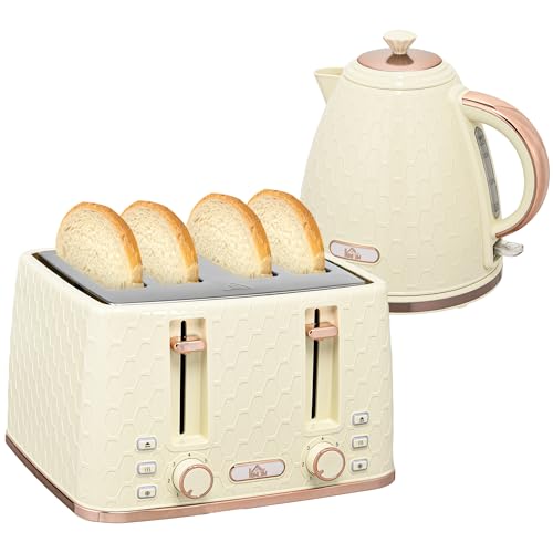 HOMCOM Wasserkocher Toaster Set 1,7L Wasserkocher 4 Toastscheiben Frühstücksset mit 7 Bräunungsstufen, automatischer Abschaltung, Auftau- & Aufwärmfunktion und Krümelfach, Beige HOMCOM Wasserkocher Toaster Set 1,7L Wasserkocher 4 Toastscheiben Frühstücksset mit 7 Bräunungsstufen, automatischer Abschaltung, Auftau- & Aufwärmfunktion und Krümelfach, Beige von HOMCOM