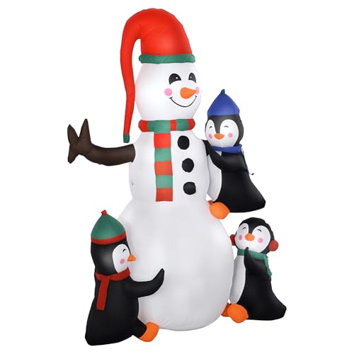 HOMCOM Weihnachten aufblasbarer Schneemann mit 3 Pinguinen LEDs Polyester 140 x 70 x 180 cm HOMCOM Weihnachten aufblasbarer Schneemann mit 3 Pinguinen LEDs Polyester 140 x 70 x 180 cm von HOMCOM