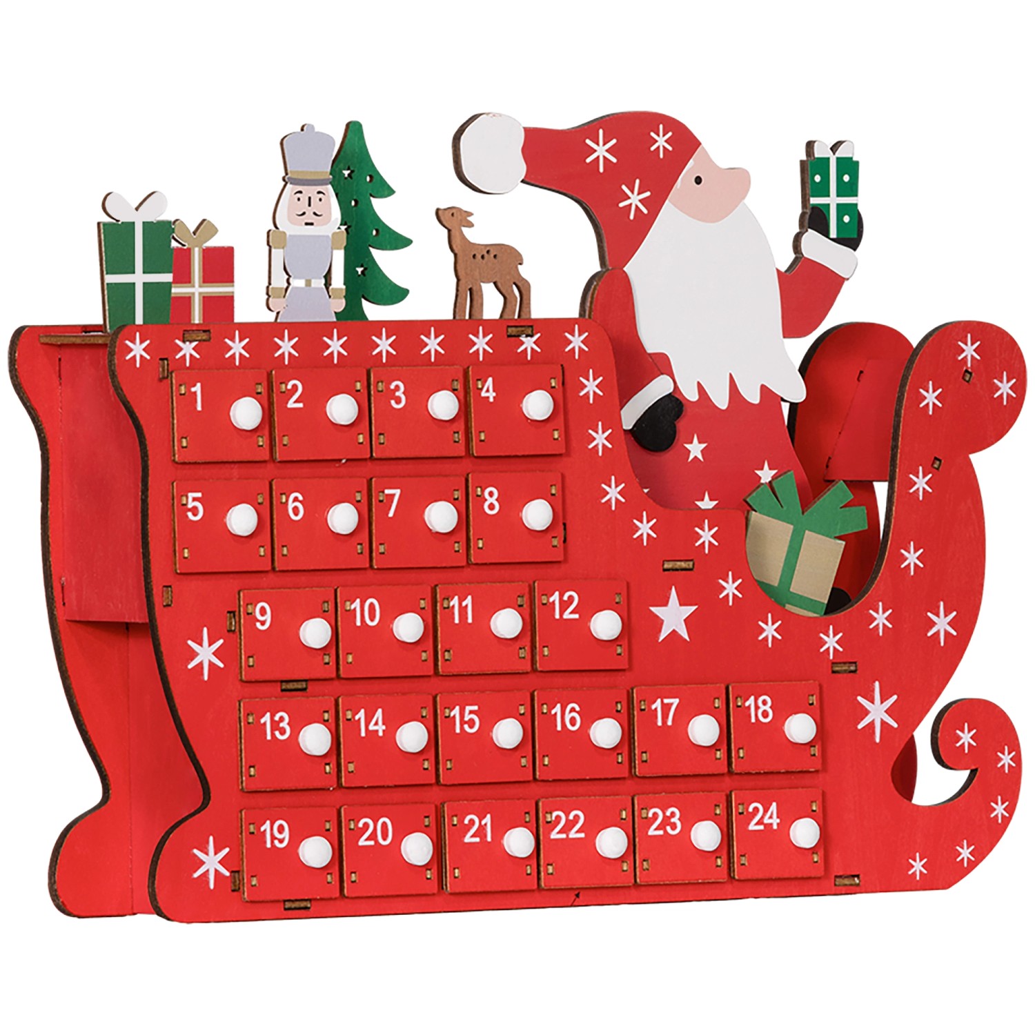 HOMCOM Weihnachts Adventskalender Mehrschichtenplatte Rot 22,5L x 8B x 36H cm HOMCOM Weihnachts Adventskalender Mehrschichtenplatte Rot 22,5L x 8B x 36H cm von HOMCOM