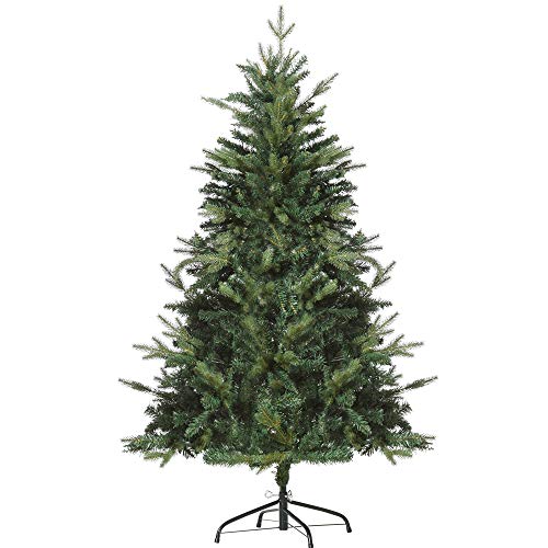 HOMCOM Weihnachtsbaum 1,5 m Christbaum Kunsttanne 946 Zweige Metallfuß PVC Grün Ø95 x 150H cm von HOMCOM