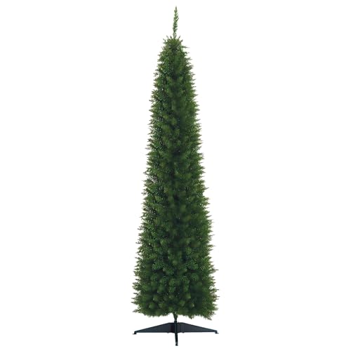 HOMCOM Künstlicher Weihnachtsbaum 2,1 m, Schmaler Christbaum mit Ständer, 499 Äste, Zerlegbar, Weihnachtsdeko Kunststoff Tanne Grün, Ø60 x 210 cm von HOMCOM