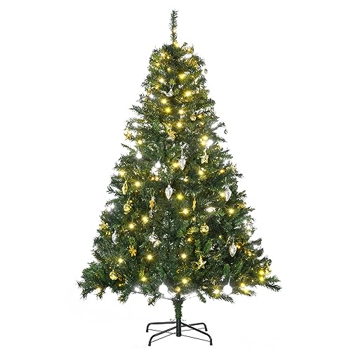 HOMCOM Weihnachtsbaum Tannenbaum mit Deko 200 LEDs 745 Spitzen Ø 112 x H180 cm von HOMCOM