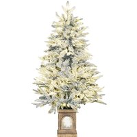 HOMCOM Weihnachtsbaum künstlich 120cm Christbaum mit Schnee, LED Leuchte, 8 Modi Tannenbaum mit 242 Spitzen Metallständer Grün+Weiß   Aosom von HOMCOM