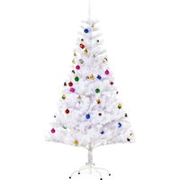 HOMCOM Weihnachtsbaum künstlicher Christbaum Tannenbaum Baum 150cm mit Ständer inkl. Dekor (150cm, weiß/Weihnachtsbaum) von HOMCOM