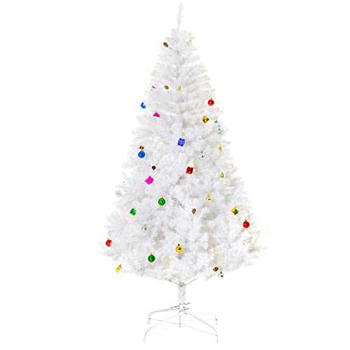 HOMCOM Weihnachtsbaum künstlicher Christbaum Tannenbaum Baum 180cm mit Ständer inkl. Dekor (180cm, weiß/Weihnachtsbaum 1) von HOMCOM