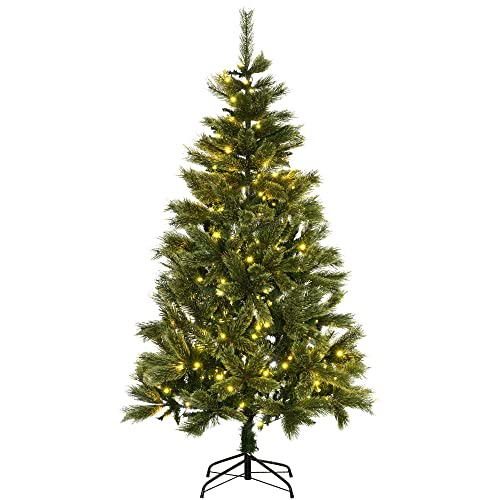 HOMCOM Weihnachtsbaum mit Standfuß 180 cm Künstlicher Tannenbaum Christbaum mit 586 Astspitzen 240 LED-Leuchten für Weihnachtsfest Grün von HOMCOM