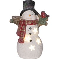 HOMCOM Weihnachtsdeko Figur 38 cm Schneemann mit Vögel LED-Licht Weihnachten von HOMCOM