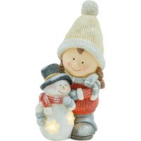 HOMCOM Weihnachtsdeko Figur 45,5 cm Wichtel mit Schneemann LED-Licht von HOMCOM