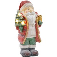 HOMCOM Weihnachtsdeko Figur 50 cm Weihnachtsmann mit Weihnachtsbaum und Geschen von HOMCOM