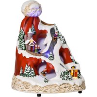 HOMCOM Weihnachtsdeko Weihnachtsdorf Weihnachtsdekoration mit LED Beleuchtung Musik mehrfarbig 19 x 18,5 x 24 cm von HOMCOM