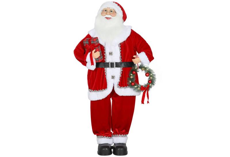 HOMCOM Weihnachtsmann 120 cm, biegsame Arme (Weihnachtsdekoration, 1 St., Singender und tanzender Weihnachtsmann), Geräuschaktivierung, Rot von HOMCOM