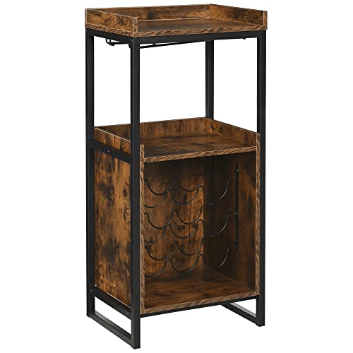 HOMCOM Weinregal 9 Flaschen-Weinschrank Flaschenregal mit 2 offenen Regalen und Glashalter Schwarz+Braun 52 x 40 x 113 cm HOMCOM Weinregal 9 Flaschen-Weinschrank Flaschenregal mit 2 offenen Regalen und Glashalter Schwarz+Braun 52 x 40 x 113 cm von HOMCOM