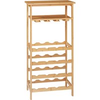 HOMCOM Weinregal  Standregal für 16 Weinflaschen & 9 Weingläser, Bambus, Natur, 47x29x100cm für Küche & Esszimmer  Aosom.de von HOMCOM