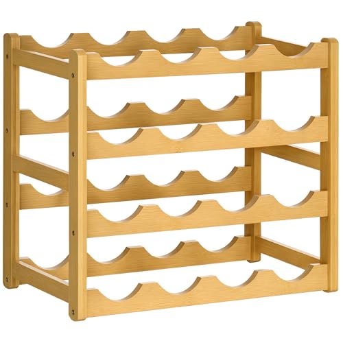 HOMCOM Weinregal für 16 Flaschen Stapelbar Flaschenregal Flaschenhalter Weinflaschenhalter aus Bambus für Keller, Lagerraum, 43 x 23,5 x 38 cm Naturholz HOMCOM Weinregal für 16 Flaschen Stapelbar Flaschenregal Flaschenhalter Weinflaschenhalter aus Bambus für Keller, Lagerraum, 43 x 23,5 x 38 cm Naturholz von HOMCOM