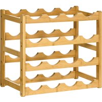 HOMCOM Weinregal Flaschenständer aus Bambus für 16 Flaschen 43x23,5x38cm, stilvolles Naturholzdesign für Küche & Wohnzimmer   Aosom.de von HOMCOM
