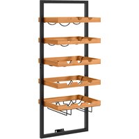 HOMCOM Weinregal wandmontierbar mit 5 Ebenen, stapelbar Weinflaschenhalter, Weinständer für 15 Flaschen und 4 Gläser, Kiefernholz, Stahl, für Küche Esszimmer Bar, Braun   Aosom von HOMCOM