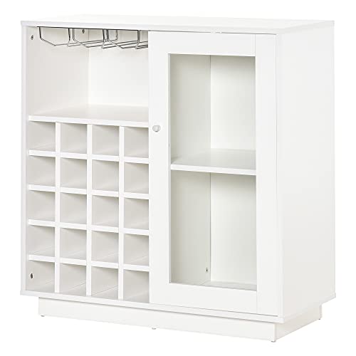 HOMCOM Weinschrank mit Gläserhalterung 20-Flaschen-Weinregal mit 3 Haken Flaschenständer mit Glastür Anti-Kipp-Design Spanplatte Hartholz Weiß 80 x 36 x 85 cm HOMCOM Weinschrank mit Gläserhalterung 20-Flaschen-Weinregal mit 3 Haken Flaschenständer mit Glastür Anti-Kipp-Design Spanplatte Hartholz Weiß 80 x 36 x 85 cm von HOMCOM