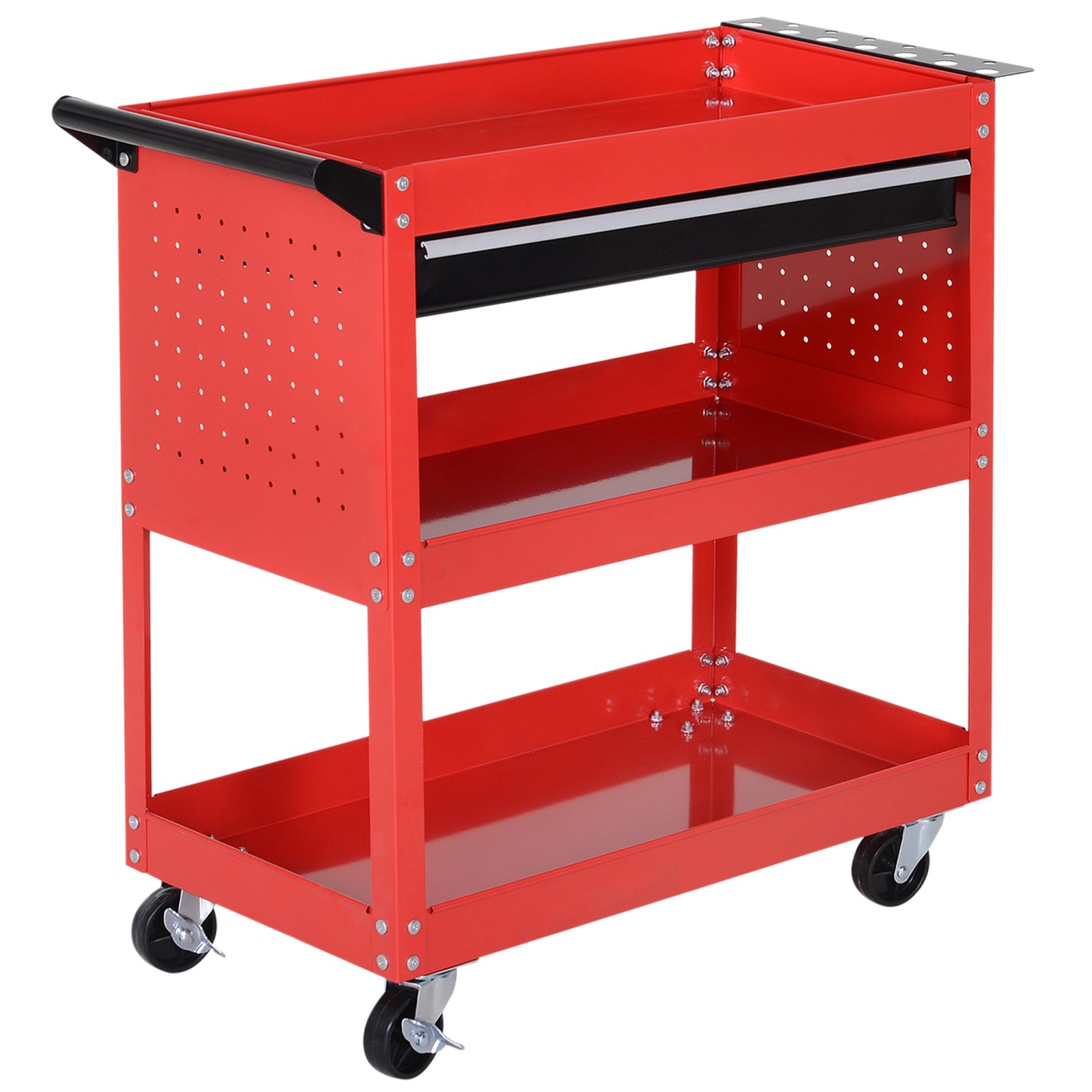 HOMCOM Werkstatt Rollwagen Stahl Schwarzrot 82L x 35B x 76H cm HOMCOM Werkstatt Rollwagen Stahl Schwarzrot 82L x 35B x 76H cm von HOMCOM