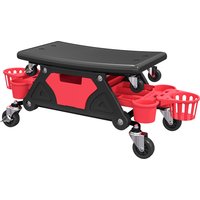 HOMCOM Werkstatthocker mit Rollen abnehmbar Sitz, Ablagefläche, Schublade, 33cm hoch Rollhocker bis 135 kg belastbar Arbeitshocker Rollsitz Werkstattsitz für Werkstatt Rot   Aosom von HOMCOM