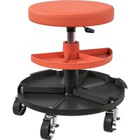 HOMCOM Werkstattrollhocker mit höhenverstellbarem Sitz 40-51 cm, 2 Werkzeugregale, drehbarer Sitz, maximale Belastung 135 kg, gelb   Aosom von HOMCOM