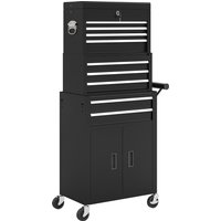 HOMCOM Werkstattwagen inkl. Koffer mit 9 Fächern, Werkzeugwagen leer abschließbar mit Griff, Ablage Werkzeugschrank aus Stahl mit Rollen, Griff Schwarz Aosom HOMCOM Werkstattwagen inkl. Koffer mit 9 Fächern, Werkzeugwagen leer abschließbar mit Griff, Ablage Werkzeugschrank aus Stahl mit Rollen, Griff Schwarz Aosom von HOMCOM