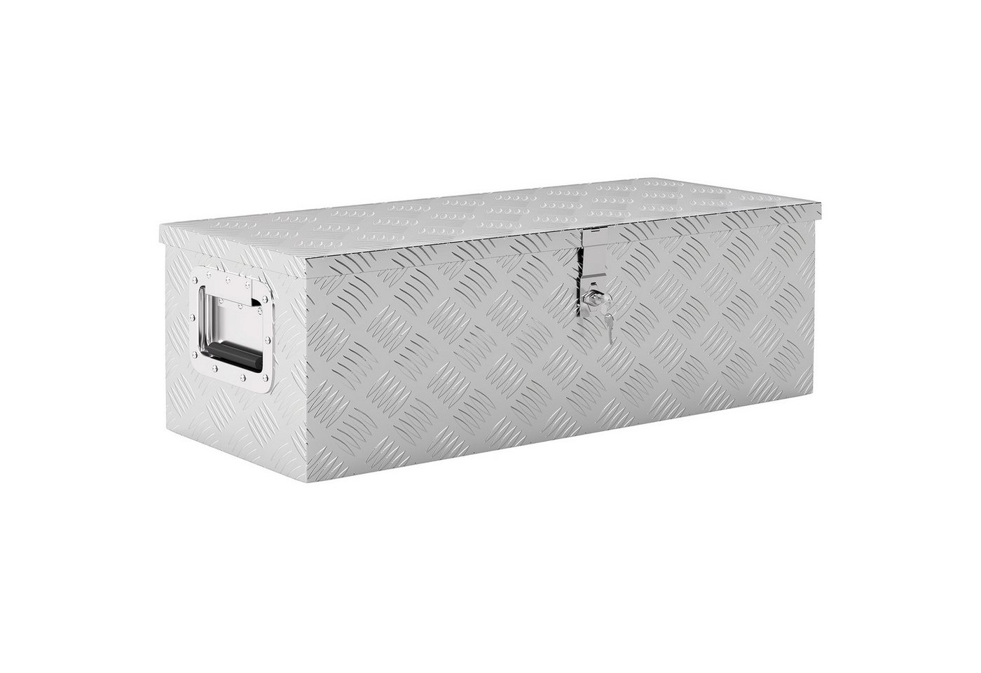 HOMCOM Werkzeugbox Gerätekasten Werkzeugkasten (Transportbox, 1 St., Deichselbox), Silber 76 x 33 x 25 cm von HOMCOM