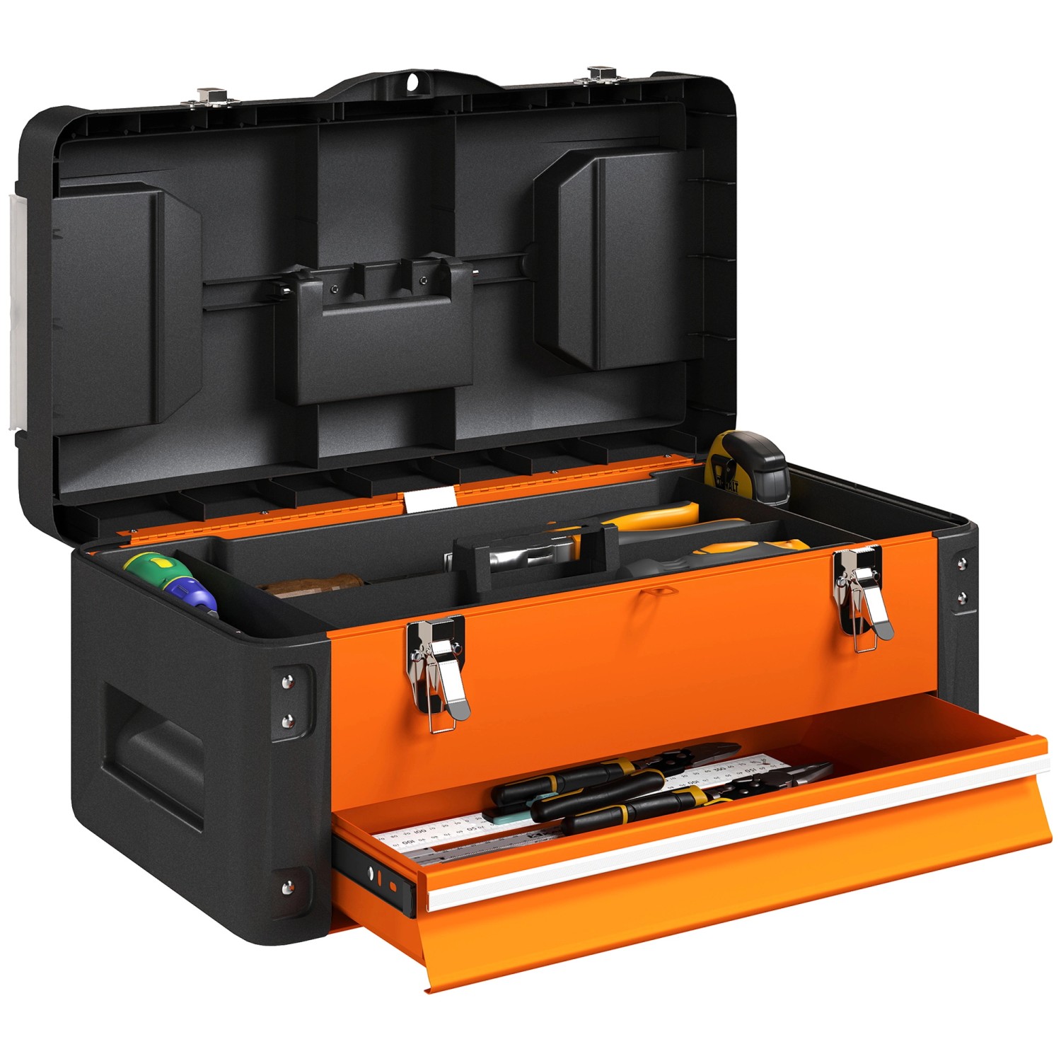 HOMCOM Werkzeugkiste Leer 49 x 25 x 23 cm Werkzeugkasten mit Schublade HOMCOM Werkzeugkiste Leer 49 x 25 x 23 cm Werkzeugkasten mit Schublade von HOMCOM