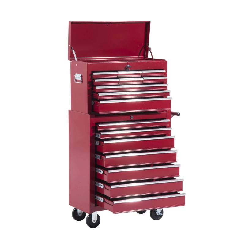 HOMCOM Werkzeugwagen Werkstattwagen Stahl Rot 61,5L x 33B x 113H cm von HOMCOM