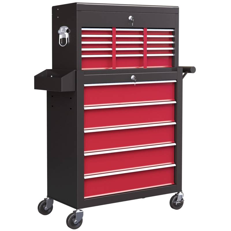 HOMCOM Werkzeugwagen Werkstattwagen Stahl Rot 76L x 33B x 75H cm von HOMCOM