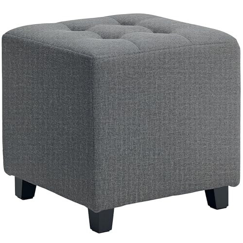 HOMCOM Wohnzimmer Fußhocker Leinen gepolstert niedrigen Hocker Ottoman Square Ottoman mit Seitentasche Deckel mit gepolsterten Knöpfen und Holzrahmen für Wohnzimmer Schlafzimmer grau HOMCOM Wohnzimmer Fußhocker Leinen gepolstert niedrigen Hocker Ottoman Square Ottoman mit Seitentasche Deckel mit gepolsterten Knöpfen und Holzrahmen für Wohnzimmer Schlafzimmer grau von HOMCOM