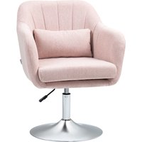 HOMCOM Wohnzimmer-Sessel Relaxsessel Schlafzimmerstuhl - Lendenkissen höhenverstellbar 360° drehbar chromfarbenes Metallgestell - rosa   Aosom von HOMCOM