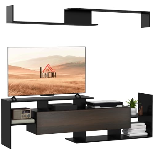 HOMCOM Wohnzimmermöbel TV-Möbel-Set für wandmontierte TVs bis 65" oder bodenstehende TVs bis 40" mit TV-Tisch 153,6x25x42 cm und Wandregal 150x14,5x16,3 cm Schwarz und Braun HOMCOM Wohnzimmermöbel TV-Möbel-Set für wandmontierte TVs bis 65" oder bodenstehende TVs bis 40" mit TV-Tisch 153,6x25x42 cm und Wandregal 150x14,5x16,3 cm Schwarz und Braun von HOMCOM