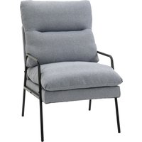 HOMCOM Polsterstuhl  Sessel für Wohnzimmer, Büro, Esszimmer, Rückenlehne, Schaumstoff, leinenartiges Polyester, Metall, 61x76x96cm  Aosom.de von HOMCOM