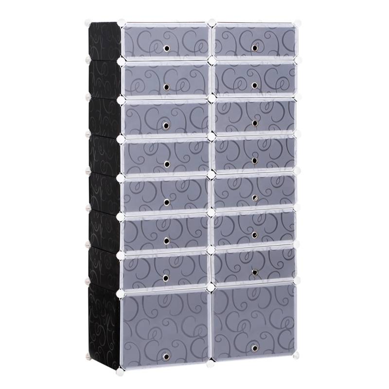 HOMCOM Würfelregal Kunststoff Metall Schwarz B95 x T37 x H160 cm von HOMCOM
