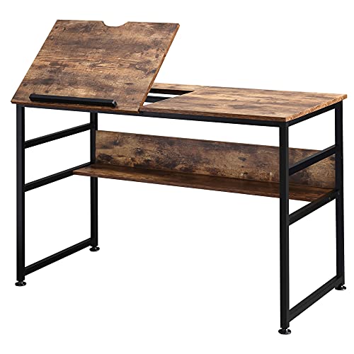 HOMCOM Zeichentisch neigbar Computerbüro Industriedesign - hochklappbare Tischplatte, Regal - Spanplatten in Altholzoptik Metall schwarz HOMCOM Zeichentisch neigbar Computerbüro Industriedesign - hochklappbare Tischplatte, Regal - Spanplatten in Altholzoptik Metall schwarz von HOMCOM