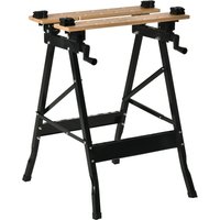 HOMCOM Zusammenklappbare Werkbank mit 4 Klemmen Arbeitstisch Staffelei, Traglast 150 kg, Stahlstruktur, Arbeitstisch für Baustelle Werkstatt Garage, 63,5x60,5x78cm, Schwarz   Aosom von HOMCOM