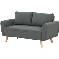 HOMCOM Zweisitzer Sofa mit 2 Kissen, Polstersofa mit 54cm extra tiefen Sitzen, Doppelsofa aus Cord, klein Sofa mit Holzrahmen 2er Couch für Wohnzimmer Schlafzimmer Büro, 145 x 75 x 78 cm, Dunkelgrau   Aosom von HOMCOM