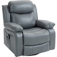 HOMCOM elektrisch Fernsehsessel, mit Massagefunktion, 360° Drehbar, mit 8 Vibrationsköpfen, Wippfunktion, Kunstleder, 93L x 90B x 101H cm, Grau  Aosom von HOMCOM