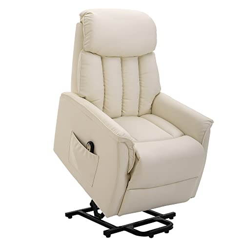 HOMCOM Relaxsessel Elektrisch Fernsehsessel mit Aufstehhilfe, Liegefunktion, TV Sessel mit Fußteil, Seitentasche, Fernbedienung, für Wohnzimmer, bis 150 kg, Kunstleder, Beige HOMCOM Relaxsessel Elektrisch Fernsehsessel mit Aufstehhilfe, Liegefunktion, TV Sessel mit Fußteil, Seitentasche, Fernbedienung, für Wohnzimmer, bis 150 kg, Kunstleder, Beige von HOMCOM