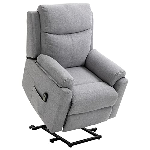 HOMCOM elektrischer Aufstehsessel Sessel mit Aufstehhilfe für Senior Relaxsessel TV Sessel mit schlaffunktion und aufstehhilfe Fernsehsessel Liegefunktion Leinen-Touch Grau 83 x 89 x 102 cm von HOMCOM