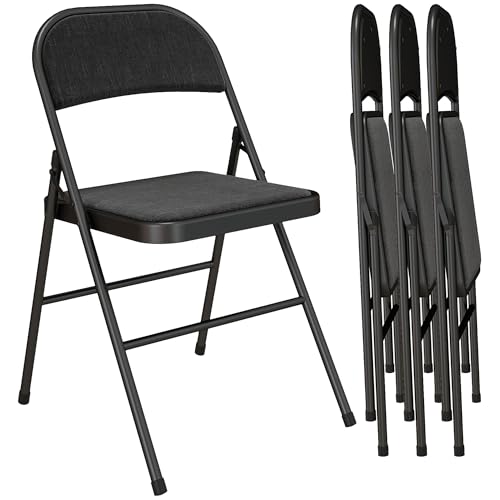 HOMCOM gepolsterte Klappstühle Satz von 4 klappbaren Stühlen mit gepolstertem Sitz und Metallrahmen für Home Office Essen Computer Schreibtisch Empfangsraum Schwarz HOMCOM gepolsterte Klappstühle Satz von 4 klappbaren Stühlen mit gepolstertem Sitz und Metallrahmen für Home Office Essen Computer Schreibtisch Empfangsraum Schwarz von HOMCOM