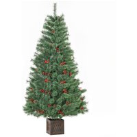 HOMCOM künstlicher Weihnachtsbaum 1,8 m Christbaum Tannenbaum mit Topf und Deko PVC Metall Grün 90 x 90 x 180 cm von HOMCOM