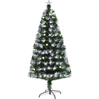 HOMCOM künstlicher Weihnachtsbaum mit Fernsteuerung LED-Leuchten Christbaum Tannenbaum PVC Metall Grün+Weiß Ø75 x 150 cm von HOMCOM