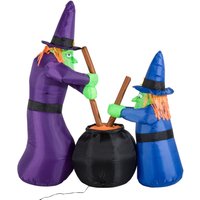Halloween Deko Aufblasbare Hexen Hexenkessel Figur Luftfigur mit LED 1,8m von HOMCOM