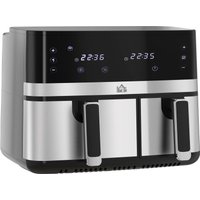 Heißluftfritteuse 8,5L Fritteuse mit Doppelkammer, 8 in 1 Rezeptur Schwarz von HOMCOM