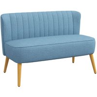 Homcom - 2-Sitzer Stoffsofa Polstersofa Doppelsofa Retro-Look Sitzmöbel Loungesofa Holzrahmen Blau 117 x 56,5 x 77 cm Homcom - 2-Sitzer Stoffsofa Polstersofa Doppelsofa Retro-Look Sitzmöbel Loungesofa Holzrahmen Blau 117 x 56,5 x 77 cm von HOMCOM